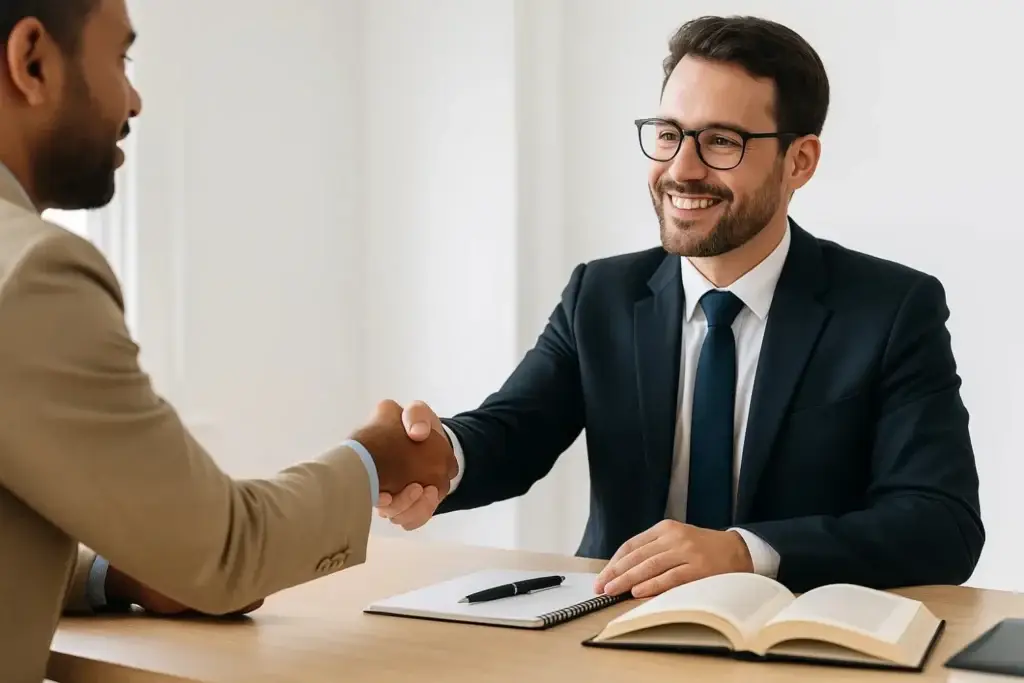 Lawyer consulting with a client